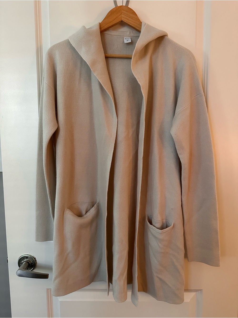 twik Cream Open-Front Hooded Cardigan